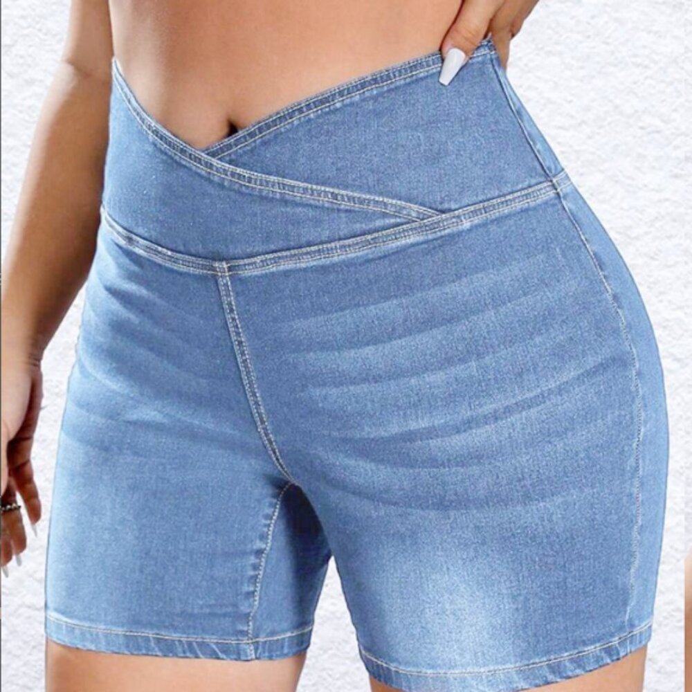 SHEIN EZwear Plus size Skinny Denim Shorts SIze 1XL